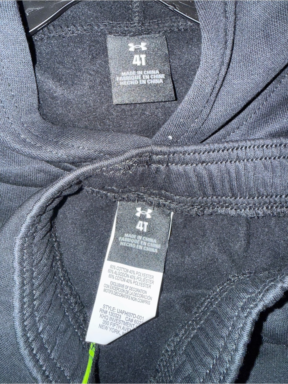 NWT Under Armour Black, Gray & Neon Yellow Boys 4T Hoodie Set 0158 - Picture 7 of 14